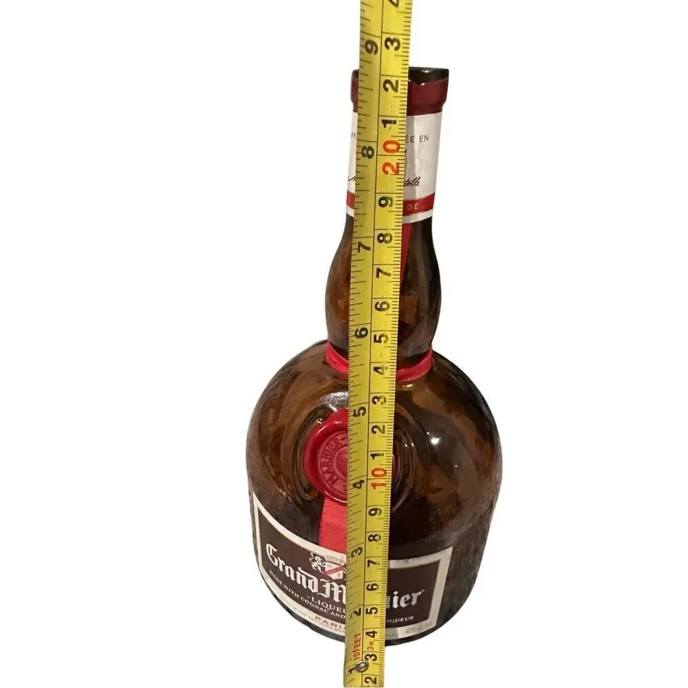 Vintage Grand Marnier Liqueur Amber 750ml Empty Bottle Collectible Size 8 3/4